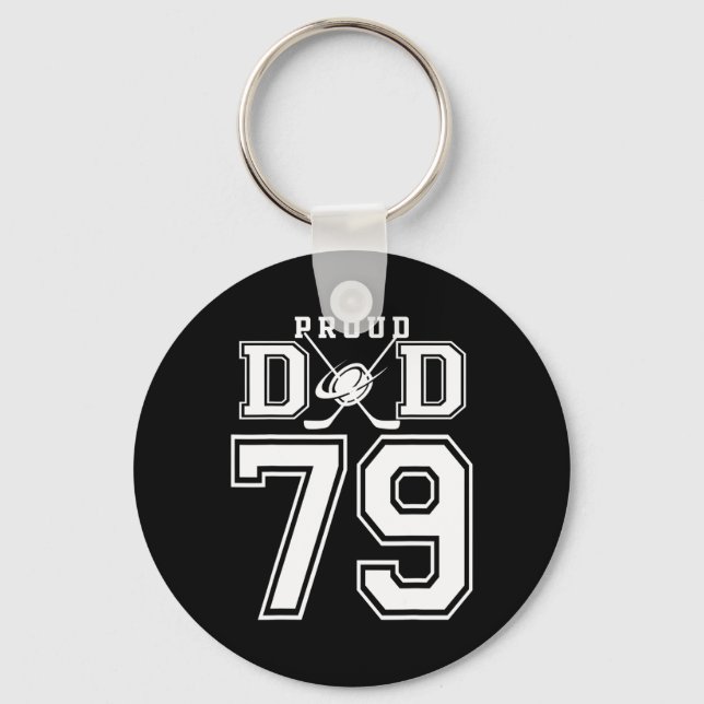 Chaveiro Number 79 Custom Proud Hockey Dad Personalized For (Frente)