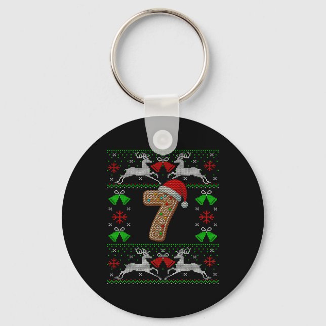 Chaveiro Number 7 67 Meme Funny Ugly Xmas Christmas Sweater (Frente)
