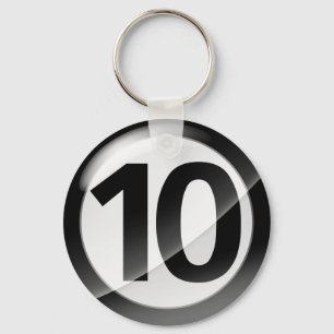 Chaveiro Número 10 - Cadeia de Chave Preta