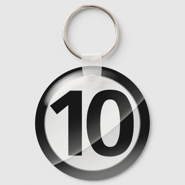 Chaveiro Número 10 - Cadeia de Chave Preta (Frente)