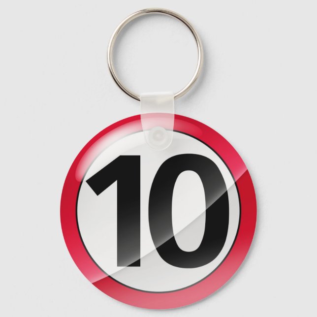 Chaveiro Número 10 da cadeia de teclas vermelha (Frente)