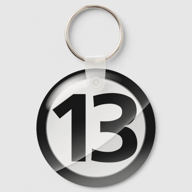 Chaveiro Número 13 - Cadeia de Chave Preta (Frente)