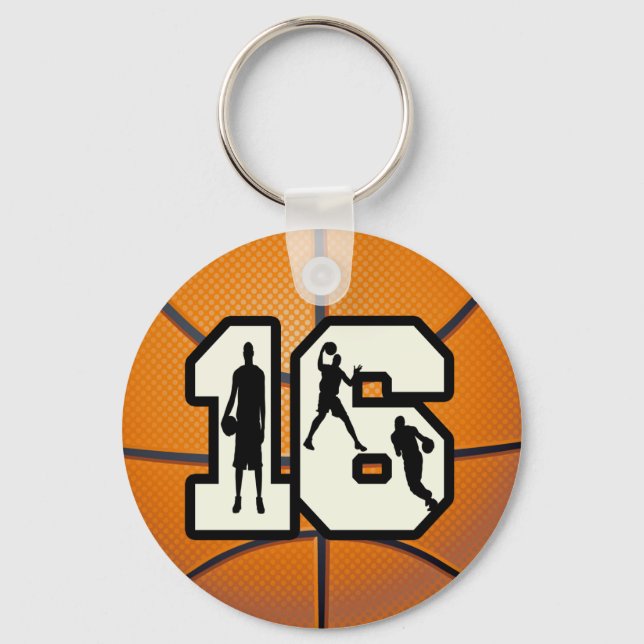 Chaveiro Número 16 - Basquete e Jogadores (Frente)