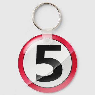 Chaveiro Número 5 da cadeia de teclas vermelha