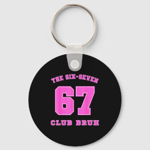 Chaveiro número 67 rosa e branco meme esportivo vintage inf