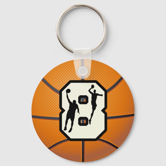 Chaveiro Número 8, Basquete e Jogadores (Frente)