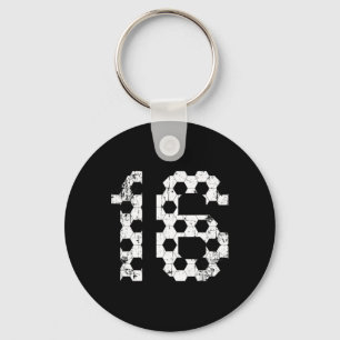 Chaveiro Número da Camisa de Futebol Vintage 16