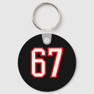 Chaveiro Número da Equipe Esportiva #67 Branco Vermelho Var