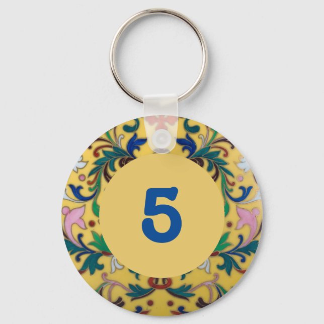 Chaveiro Número da Sala Botânica Amarelo da Imagem Retroati (Frente)