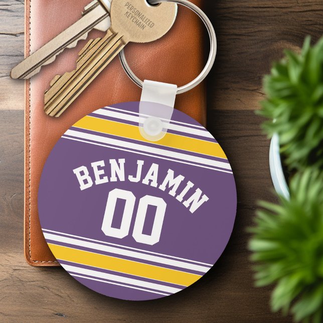 Chaveiro Número de Nome Personalizado de Strike de Jersey A (Personalized Keychain - Sports Jersey Football Theme)