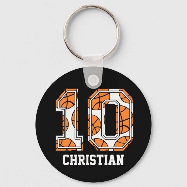 Chaveiro Número Personalizado de Basquete 10 (Frente)