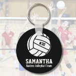Chaveiro Número Personalizado Do Jogador De Voleibol, Nome,<br><div class="desc">Este design de vôlei personalizado apresenta um vôlei preto e branco com o número, nome e nome do seu jogador favorito. Altere a cor do plano de fundo para corresponder às cores da equipe - basta clicar em personalizar e, em seguida, no pequeno revelador de olhos. Isso faz da memória...</div>