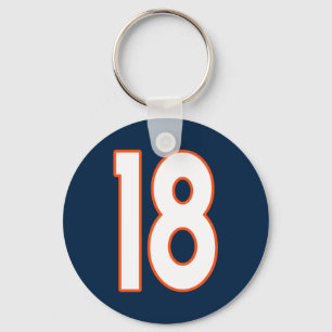 Chaveiro Número redondo 18 Laranja Azul Branco