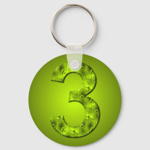 Chaveiro Número Três da Sorte Magia Verde da Natureza