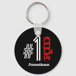 Chaveiro Número Um Nome Personalizado KID Preto Vermelho Br