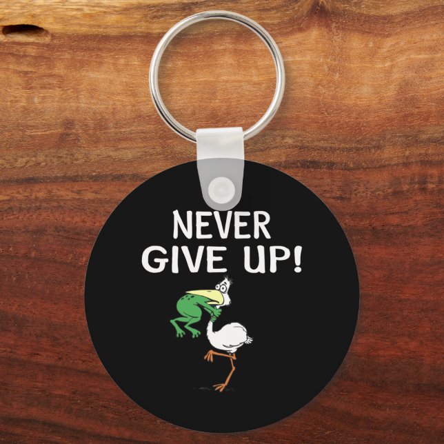 Chaveiro Nunca Desista De Um Pássaro De Choque De Sapo (Frente)