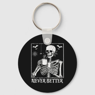 Chaveiro Nunca Melhor Bebendo Skeletrificado Café Halloween