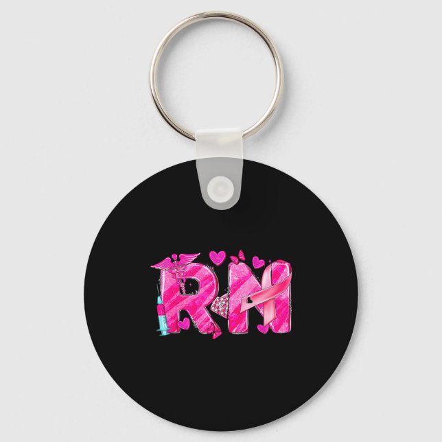 Chaveiro Nurse Breast Cancer Awareness Nk Ribbon Nursing Rn (Frente)