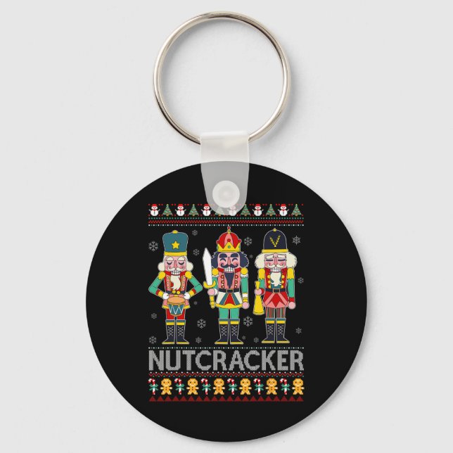 Chaveiro Nutcracker Squad Shirt Engraçado Suor de Natal Fei (Frente)