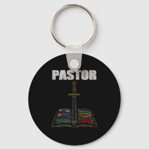 Chaveiro Nuvem de palavras do ministro cristão Igreja Pasto