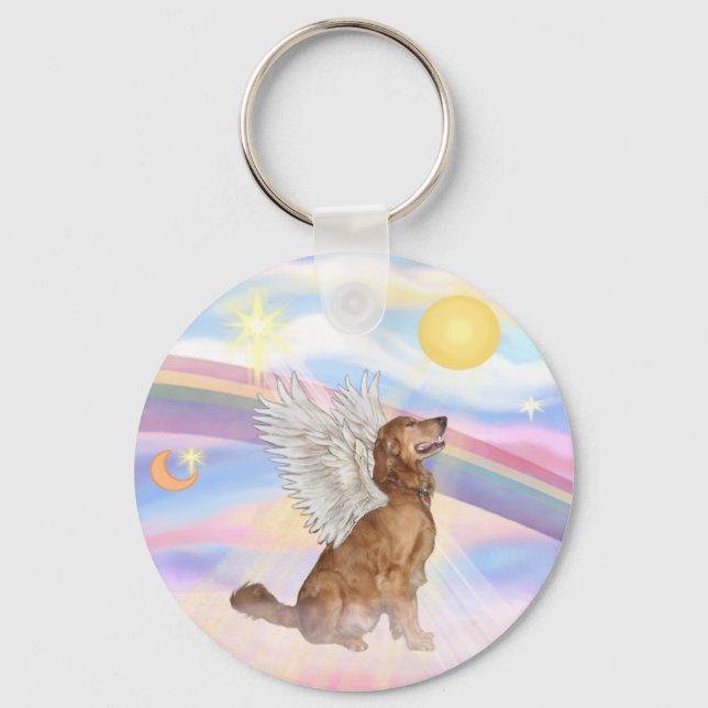 Chaveiro Nuvens - Anjo Golden Retriever (perfil) (Frente)