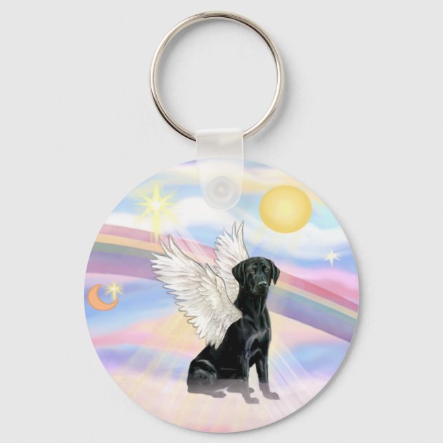 Chaveiro Nuvens - Anjo Labrador Retriever Preto (Frente)