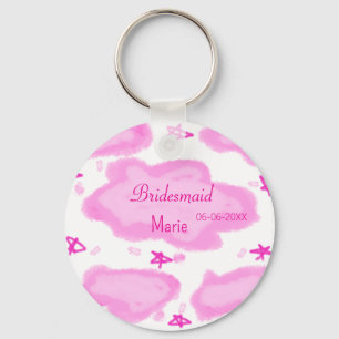 Chaveiro nuvens cor-de-rosa estrelas pastel bridesmaid mode