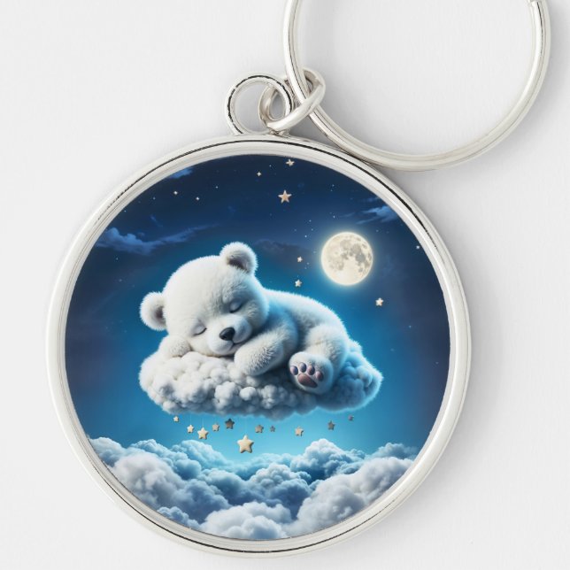 Chaveiro Nuvens de ursos sonhando sonho animal (Frente)