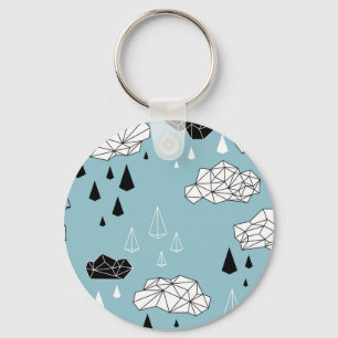 Chaveiro Nuvens geométricas e chuva, padrão perfeito.