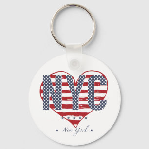 Chaveiro NYC American Flag Heart