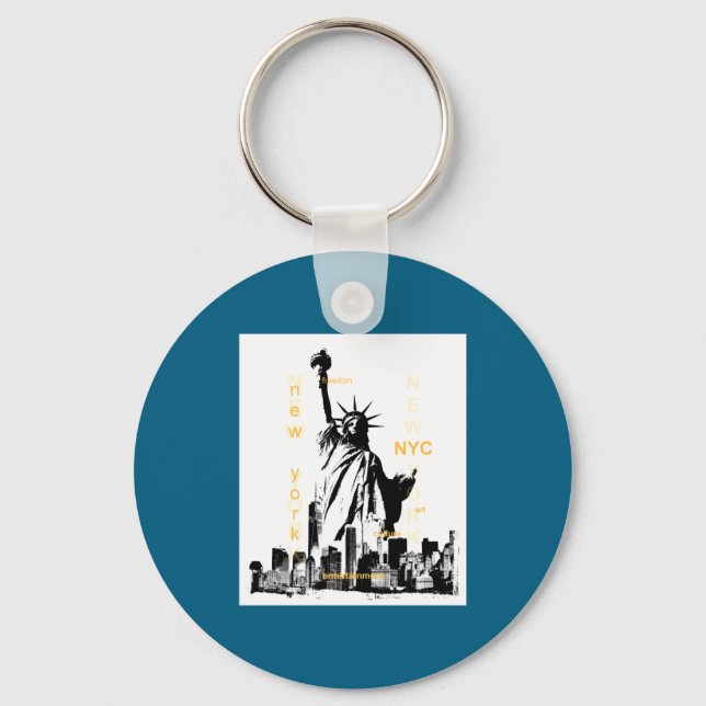 Chaveiro Nyc New York Brooklyn Bridge Liberty Statue Mens  (Frente)