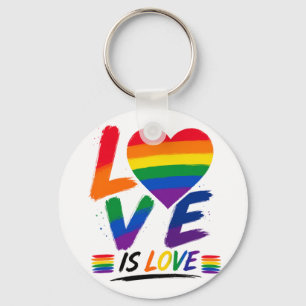Chaveiro O Amor é Amor – Design de Pincel de Orgulho Arco-í