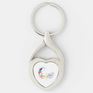 Chaveiro O amor é Amor Pena de Arco-Íris Elegante Coração M
