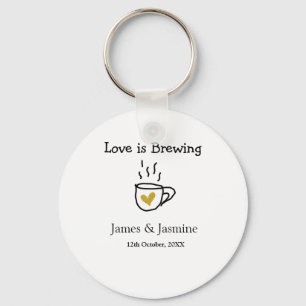 Chaveiro O amor é fazer uma caneca de café dourada casal