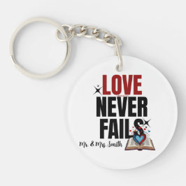 Chaveiro O Amor Nunca Passa - 1 Corintiano 13:7-8