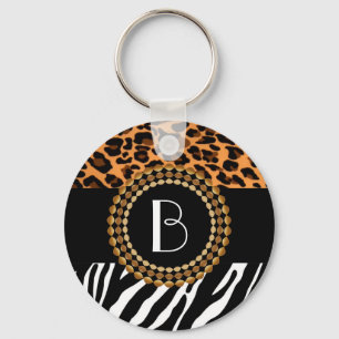 Chaveiro O animal à moda imprime padrões da zebra e do