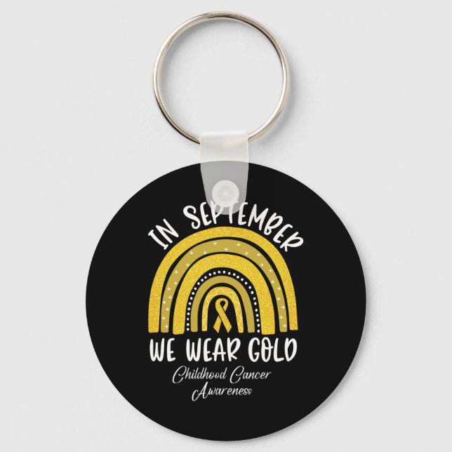 Chaveiro O Arco-Íris Em Setembro Vestimos Cancer Dourado Da (Frente)