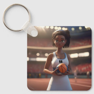 Chaveiro O Aumento Da Garota De Netball Marrom,