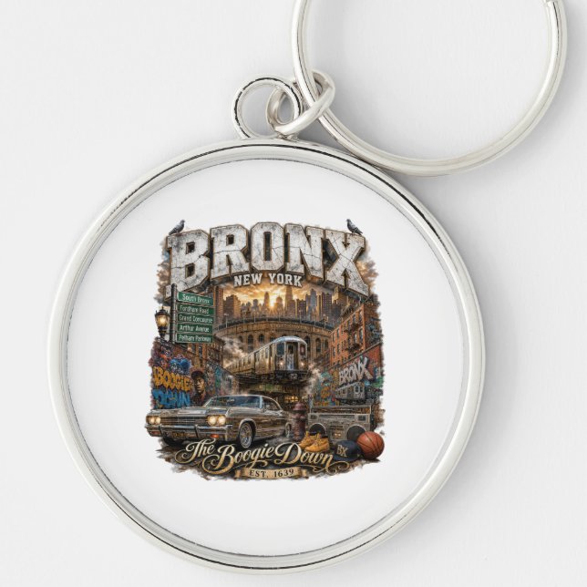 Chaveiro O Bronx Nova York Boogie Down Colagem Urbana (Frente)