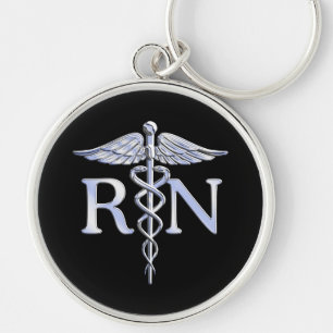 Chaveiro O Caduceus de prata do RN da enfermeira diplomada