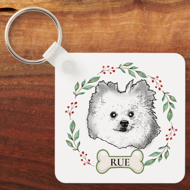 Chaveiro O Cão Spitz Alemão Personalizado (Frente)