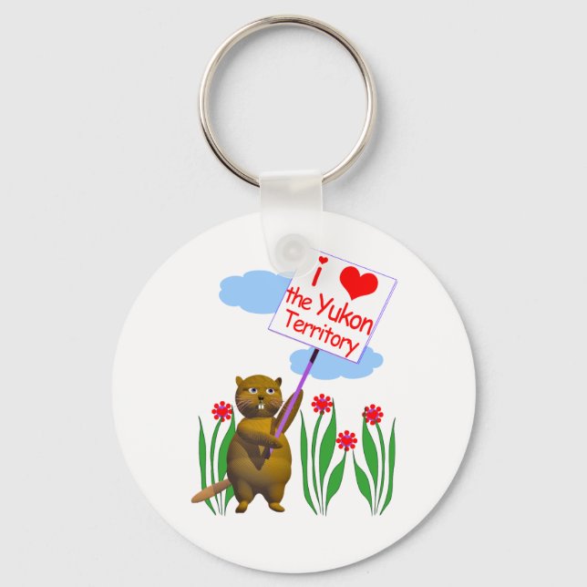 Chaveiro O castor canadense ama o Yukon (Frente)