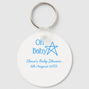 Chaveiro Ó chá de fraldas de estrelas azul bebê adiciona no