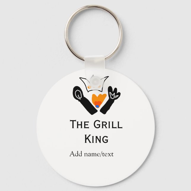 Chaveiro O cozinhar de texto do nome da adição de churrasco (Frente)