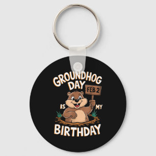Chaveiro O Dia da Marmota É Meu Aniversário 2 de Fevereiro