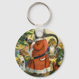 Chaveiro O elefante do papai noel comemora um Natal animal