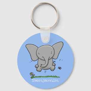 Chaveiro O elefante engraçado bonito do bebê salta desenh