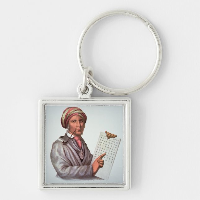 Chaveiro O erudito Cherokee, Sequoyah (1776-1843) (cor (Frente)
