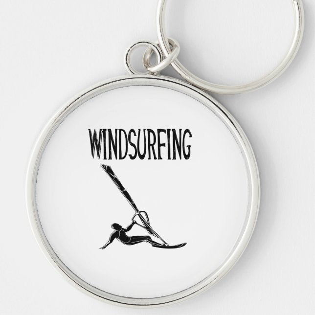 Chaveiro o esporte preto windsurfing do texto v3 windsurf (Frente)