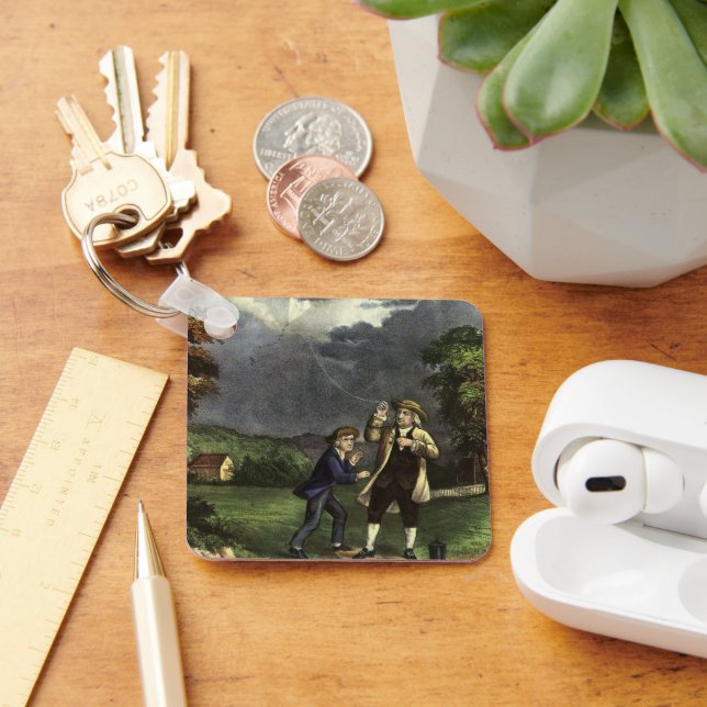 Chaveiro O Experimento Kite e Relâmpago de Benjamin Frankli (Mesa)